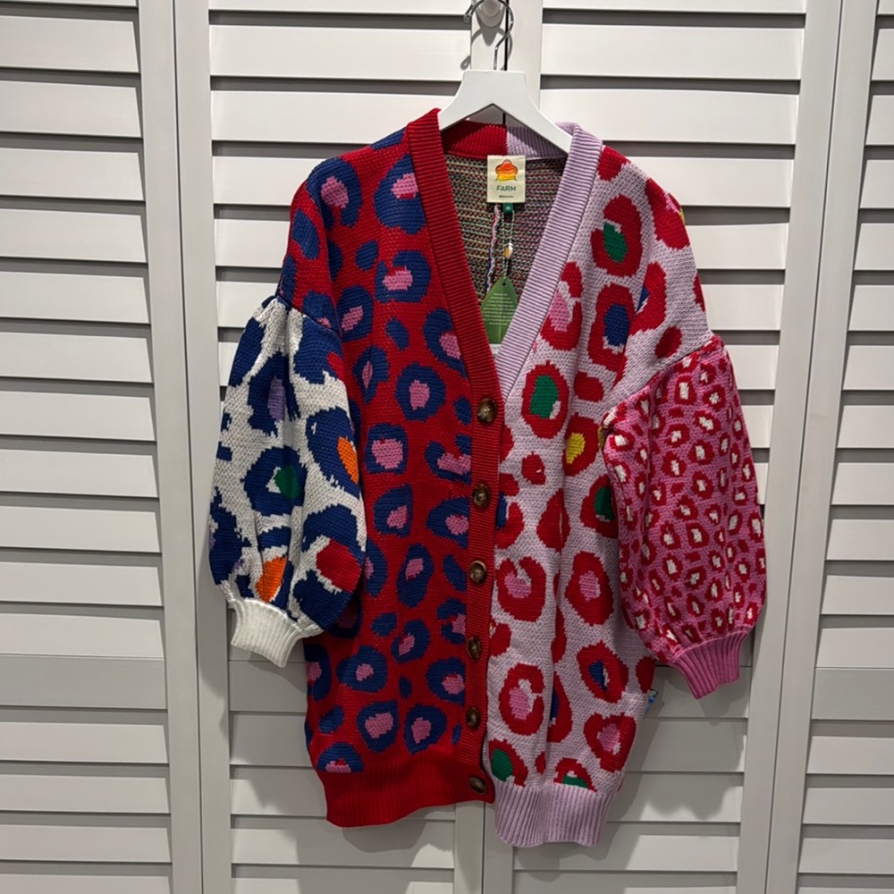 FARM Rio NWT Oversized Leopard POP Cardigan in 100% Cotton(sold out online) - Picture 4 of 13